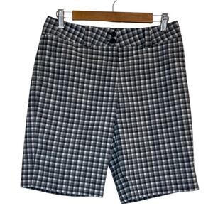 Nike‎ Shorts Women 4 Blue Bermuda Plaid Golf Activewear Sports Outdoor Summer
